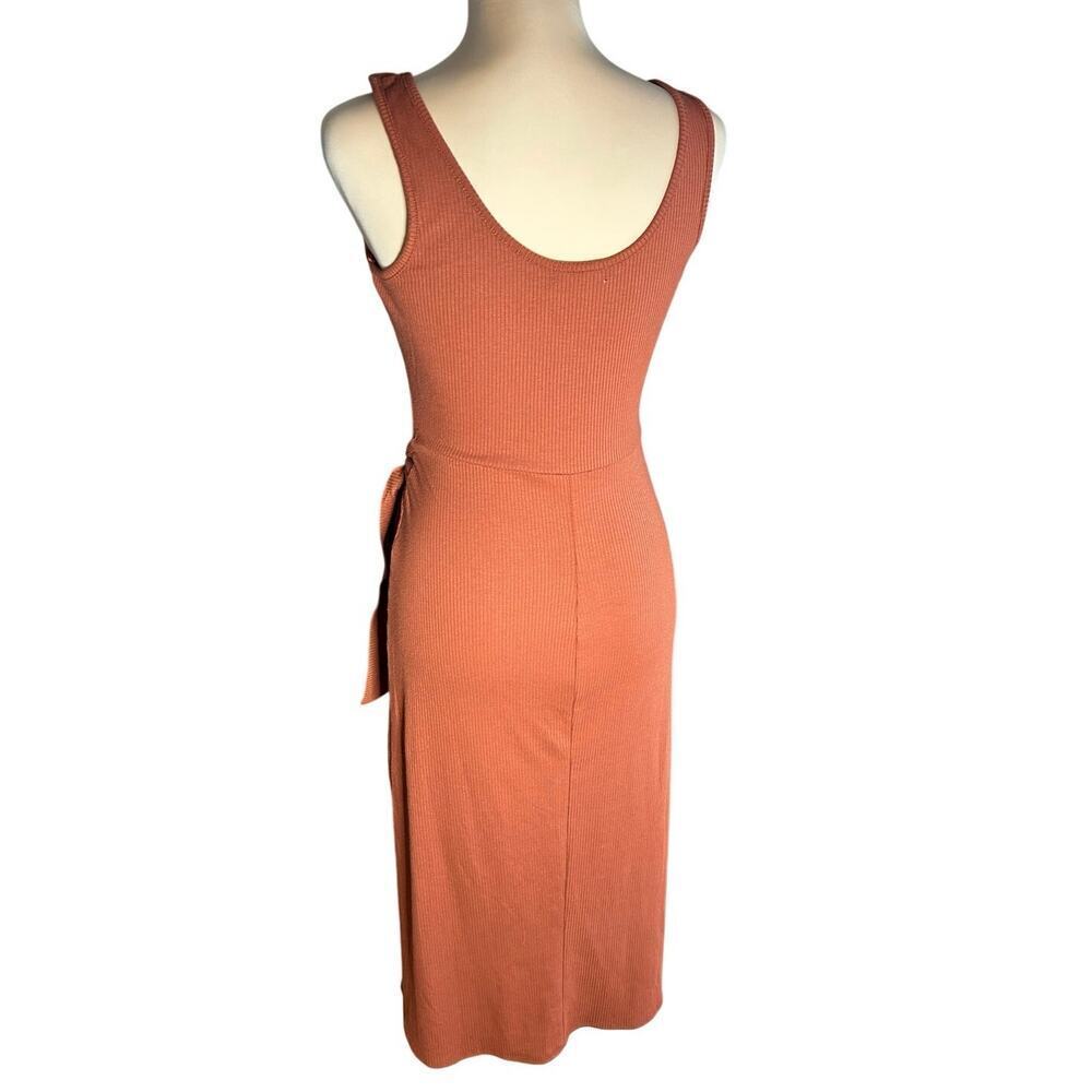 Nine Britton Ribbed Knit Midi Wrap Tank Dress Burnt Orange Summer Earthy PXS - Picture 4 of 10